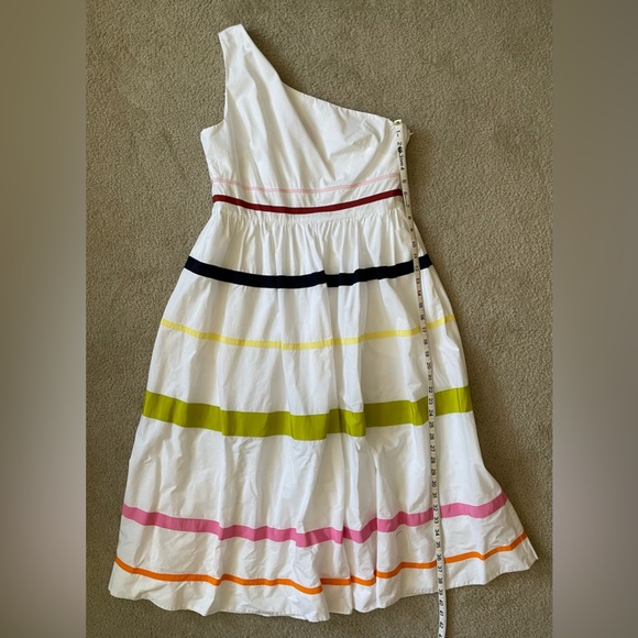 J.Crew one-shoulder maxi dress in cotton poplin w/ color ribbon stripes. Size 12 - Picture 6 of 14